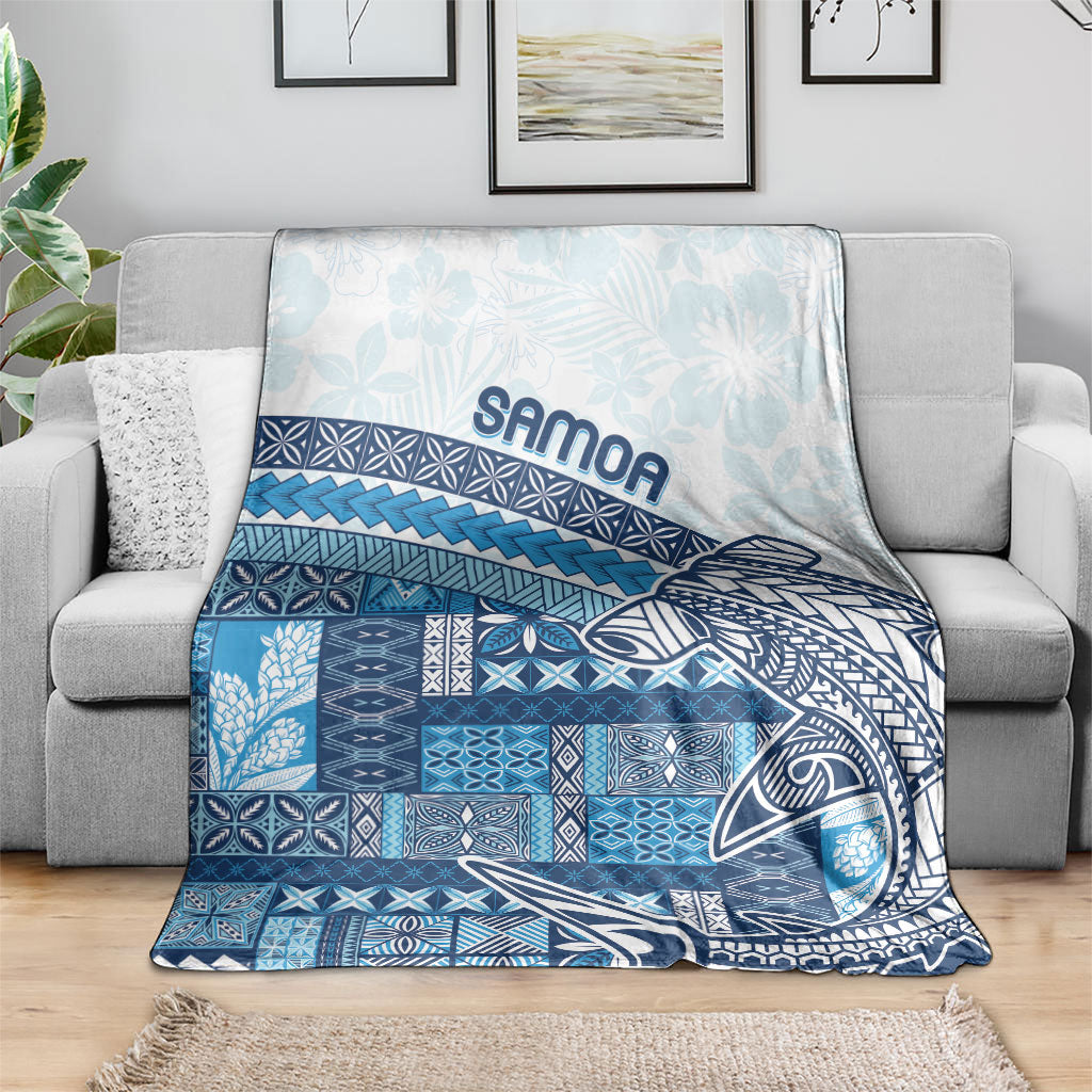 Samoa Mamanu Siapo Royal Blue Blanket Tatau Malie LT7 - Polynesian Pride