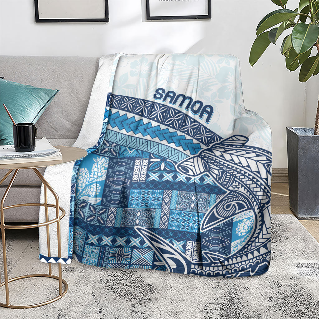 Samoa Mamanu Siapo Royal Blue Blanket Tatau Malie LT7 - Polynesian Pride