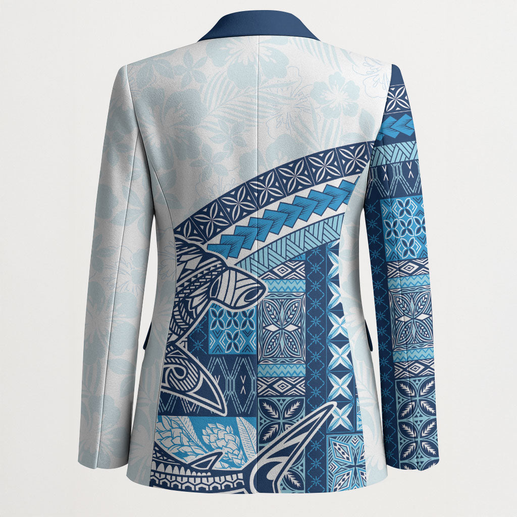 Samoa Mamanu Siapo Royal Blue Blazer Tatau Malie LT7 - Polynesian Pride