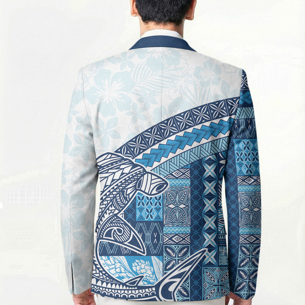 Samoa Mamanu Siapo Royal Blue Blazer Tatau Malie LT7 - Polynesian Pride