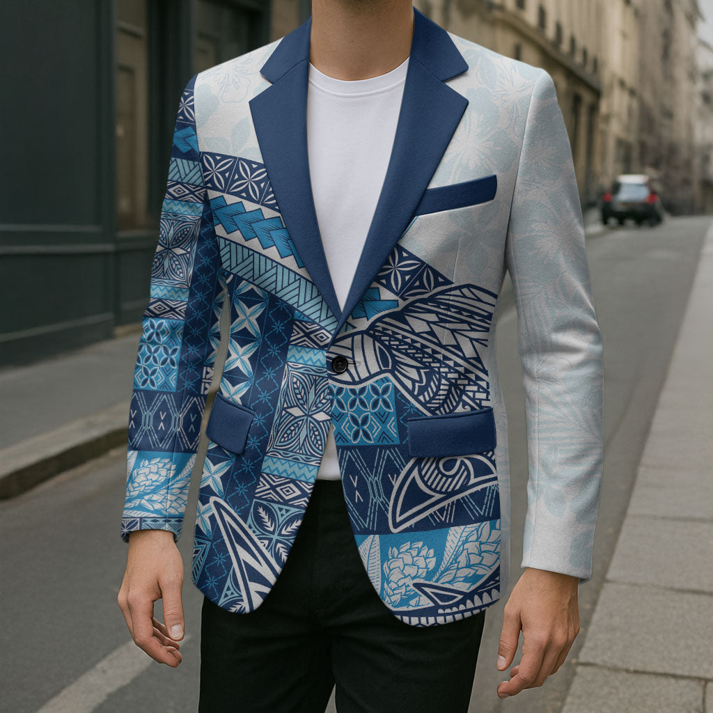 Samoa Mamanu Siapo Royal Blue Blazer Tatau Malie LT7 - Polynesian Pride