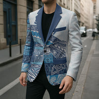 Samoa Mamanu Siapo Royal Blue Blazer Tatau Malie LT7 - Polynesian Pride