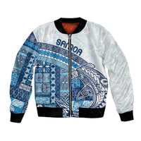 Samoa Mamanu Siapo Royal Blue Bomber Jacket Tatau Malie LT7 Unisex Royal Blue - Polynesian Pride