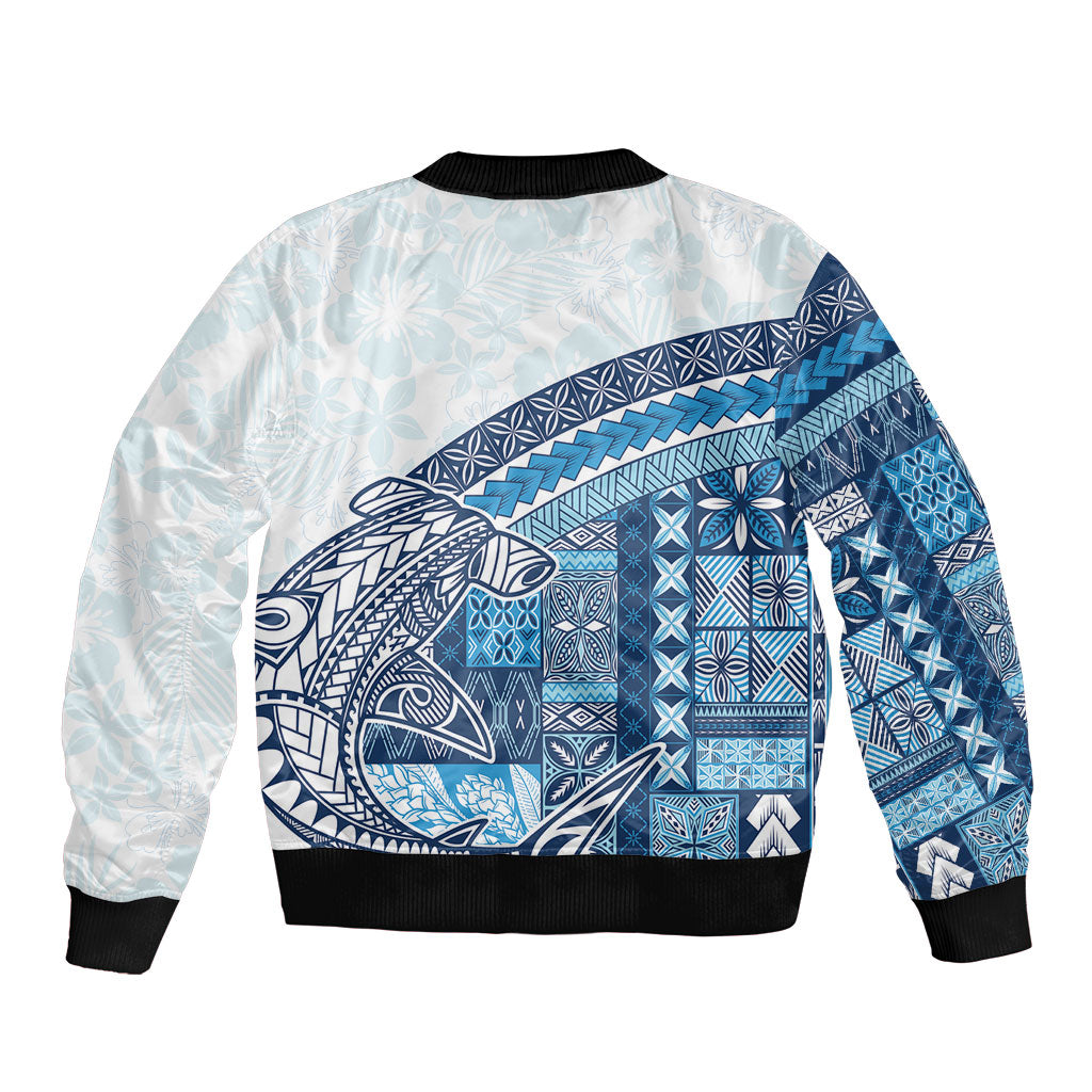 Samoa Mamanu Siapo Royal Blue Bomber Jacket Tatau Malie LT7 - Polynesian Pride