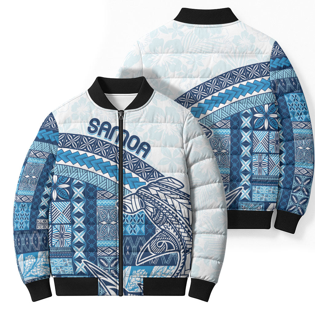 Samoa Mamanu Siapo Royal Blue Bomber Puffer Jacket Tatau Malie LT7 - Polynesian Pride