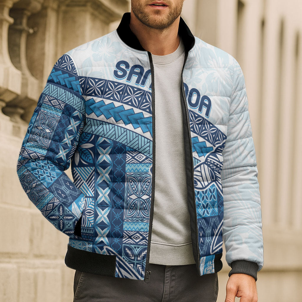 Samoa Mamanu Siapo Royal Blue Bomber Puffer Jacket Tatau Malie LT7 - Polynesian Pride