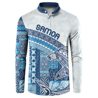 Samoa Mamanu Siapo Royal Blue Button Sweatshirt Tatau Malie LT7 Royal Blue - Polynesian Pride