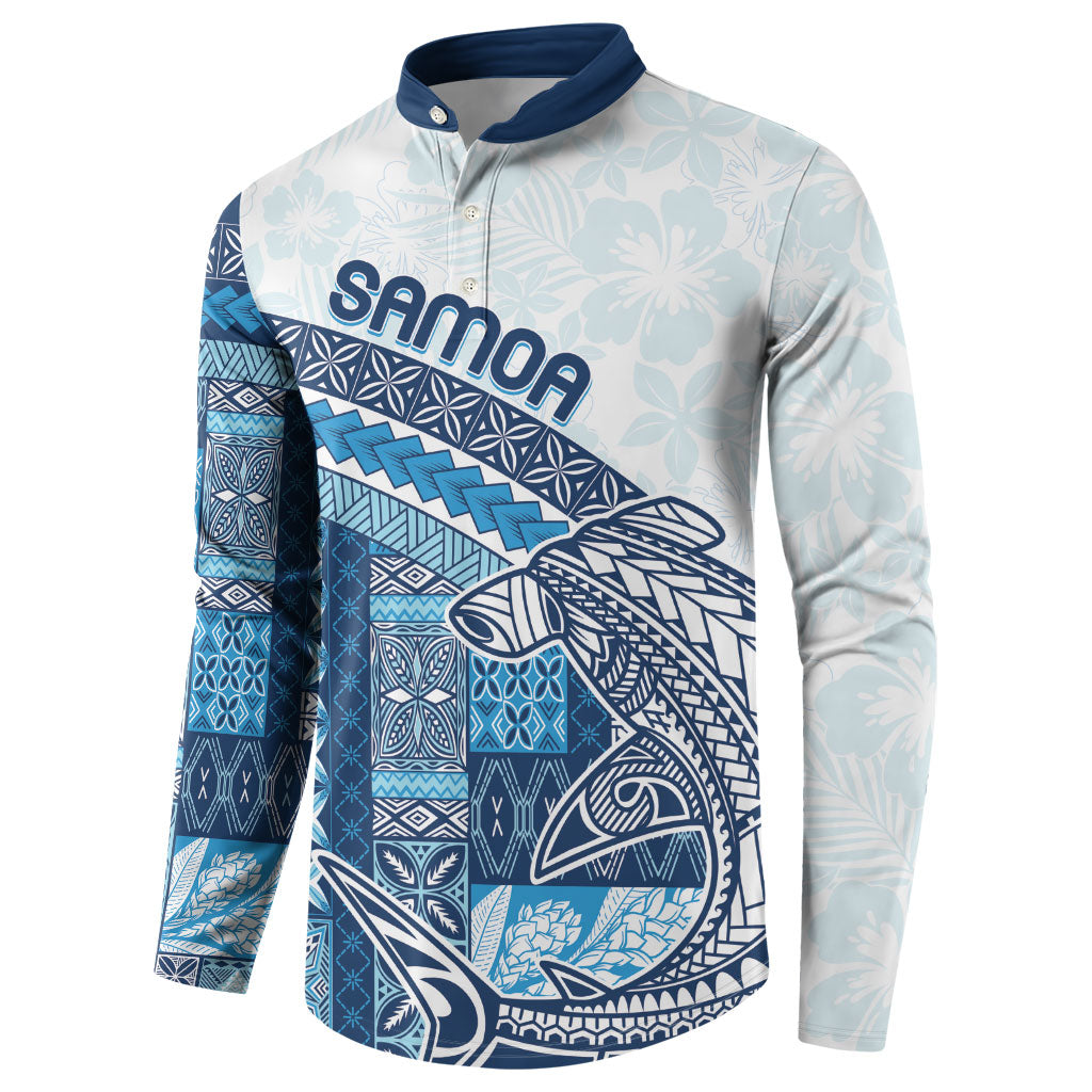 Samoa Mamanu Siapo Royal Blue Button Sweatshirt Tatau Malie LT7 - Polynesian Pride