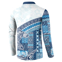 Samoa Mamanu Siapo Royal Blue Button Sweatshirt Tatau Malie LT7 - Polynesian Pride