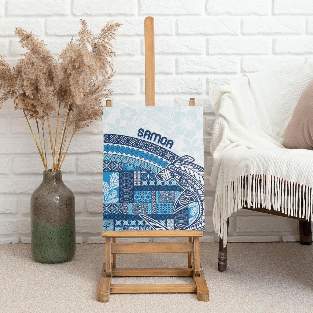 Samoa Mamanu Siapo Royal Blue Canvas Wall Art Tatau Malie LT7 - Polynesian Pride