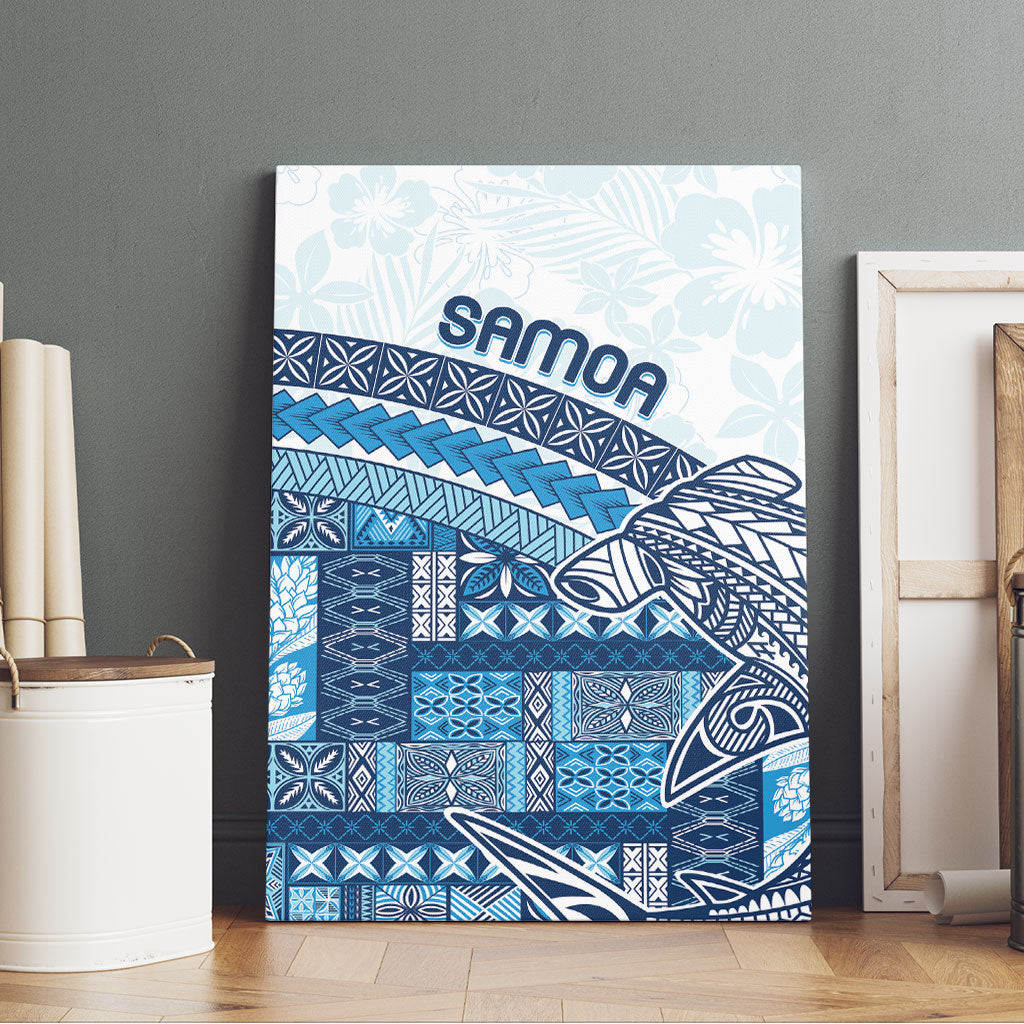 Samoa Mamanu Siapo Royal Blue Canvas Wall Art Tatau Malie LT7 - Polynesian Pride