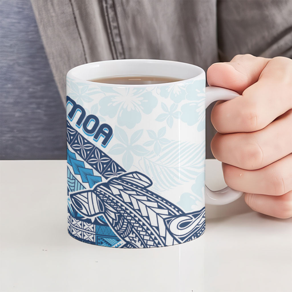 Samoa Mamanu Siapo Royal Blue Ceramic Mug Tatau Malie LT7 - Polynesian Pride