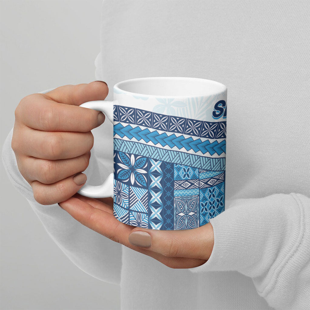Samoa Mamanu Siapo Royal Blue Ceramic Mug Tatau Malie LT7 - Polynesian Pride