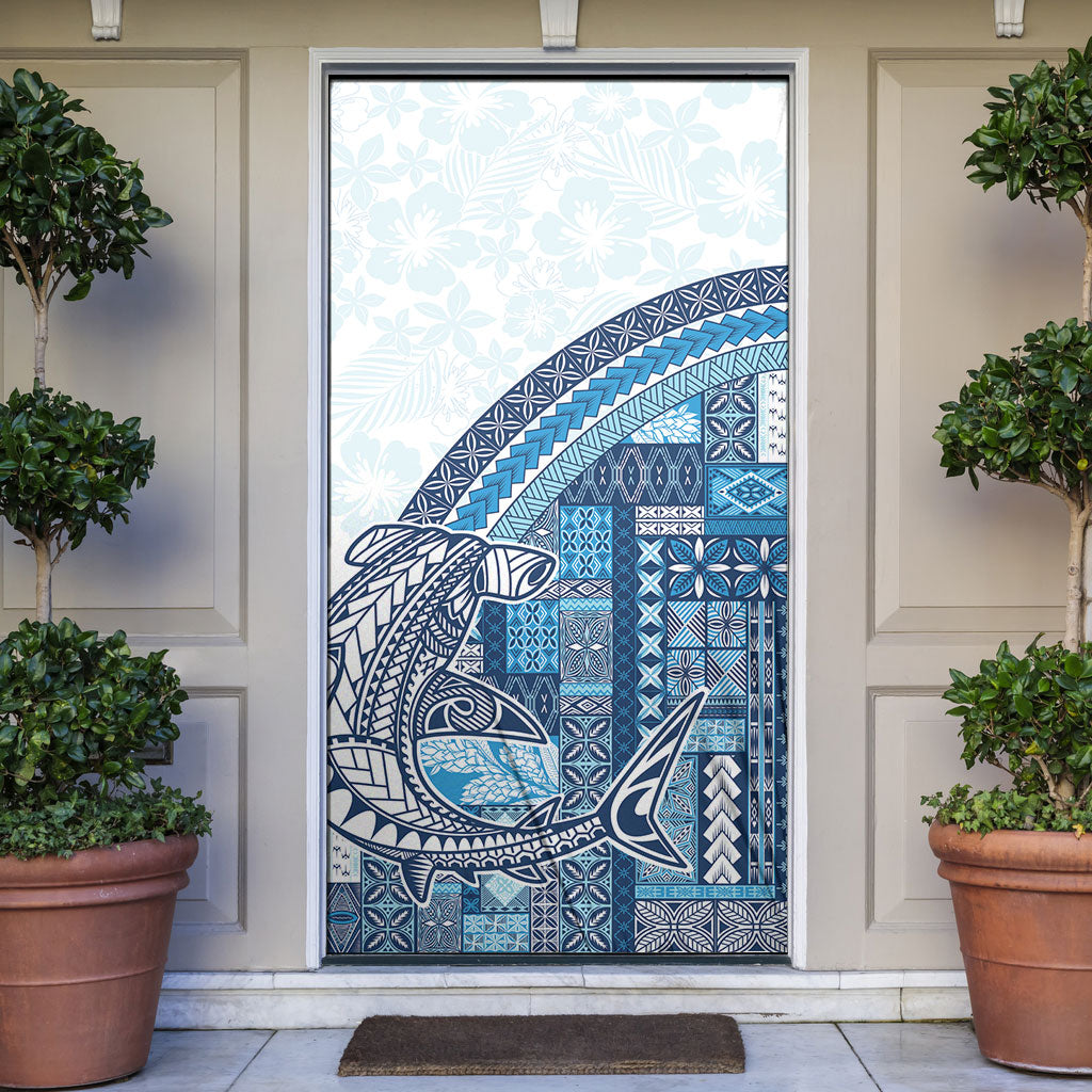 Samoa Mamanu Siapo Royal Blue Door Cover Tatau Malie LT7 Royal Blue - Polynesian Pride