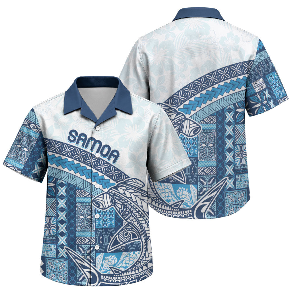 Samoa Mamanu Siapo Royal Blue Family Matching Long Sleeve Bodycon Dress and Hawaiian Shirt Tatau Malie LT7 Son's Shirt Royal Blue - Polynesian Pride