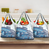 Samoa Mamanu Siapo Royal Blue Grocery Bag Tatau Malie LT7 3-pack One Size Royal Blue - Polynesian Pride
