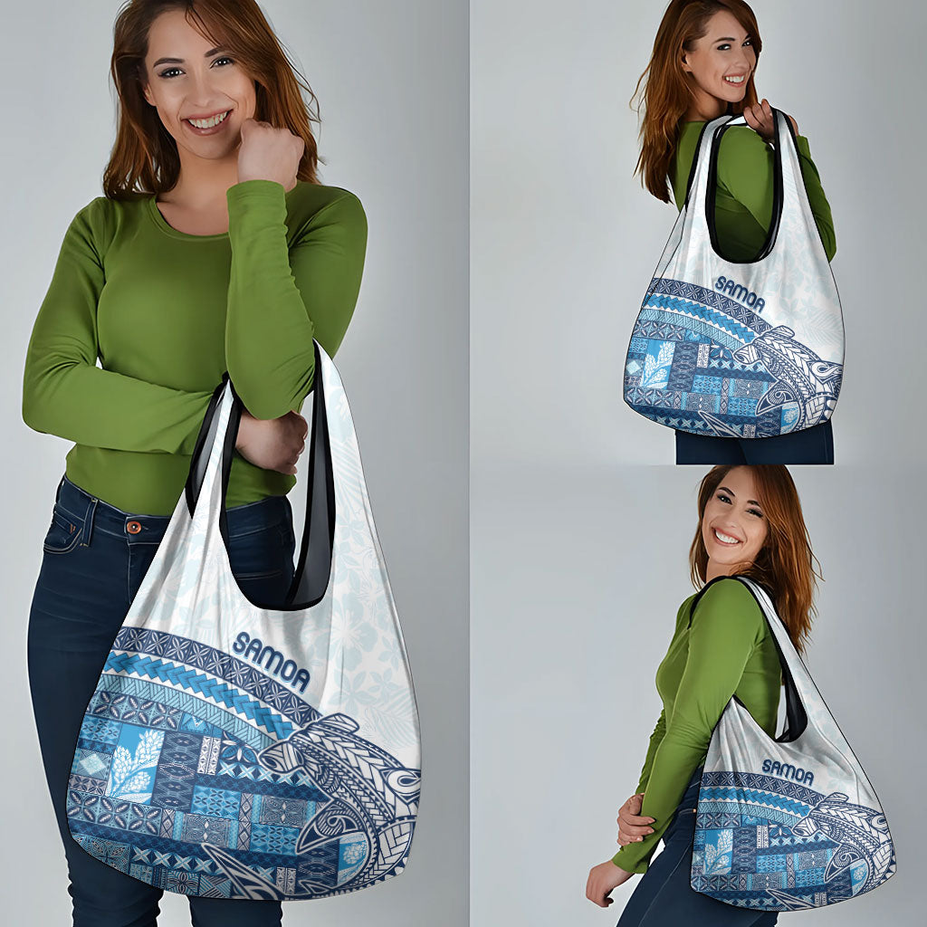 Samoa Mamanu Siapo Royal Blue Grocery Bag Tatau Malie LT7 - Polynesian Pride