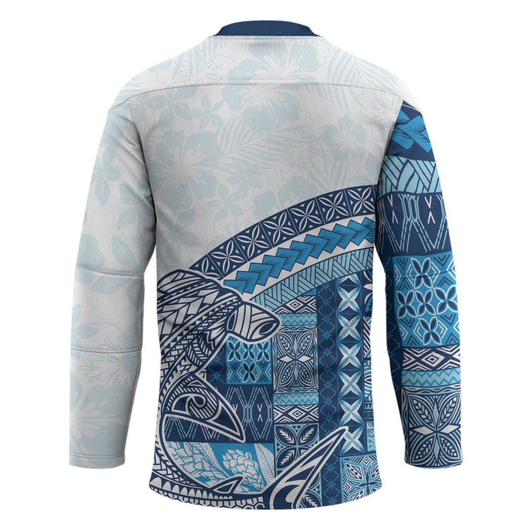 Samoa Mamanu Siapo Royal Blue Hockey Jersey Tatau Malie LT7 - Polynesian Pride