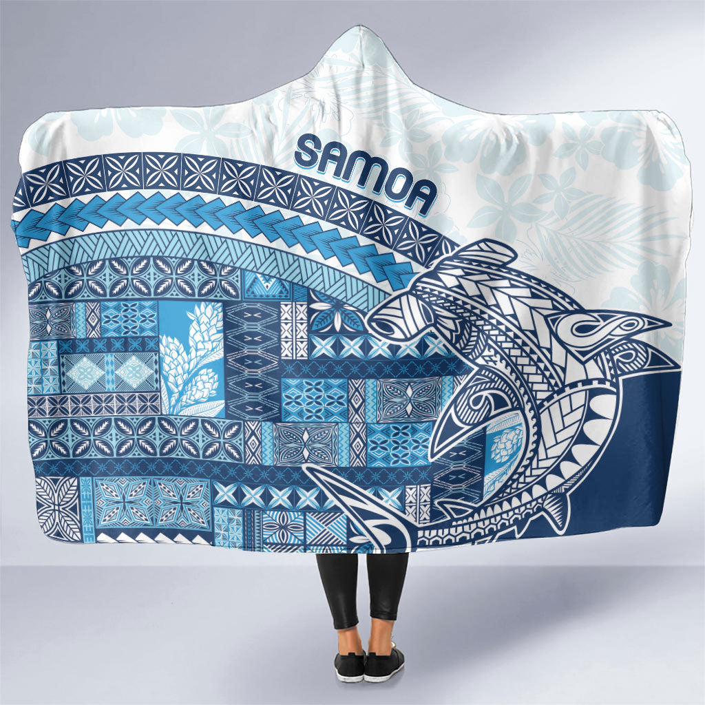 Samoa Mamanu Siapo Royal Blue Hooded Blanket Tatau Malie LT7 One Size Royal Blue - Polynesian Pride