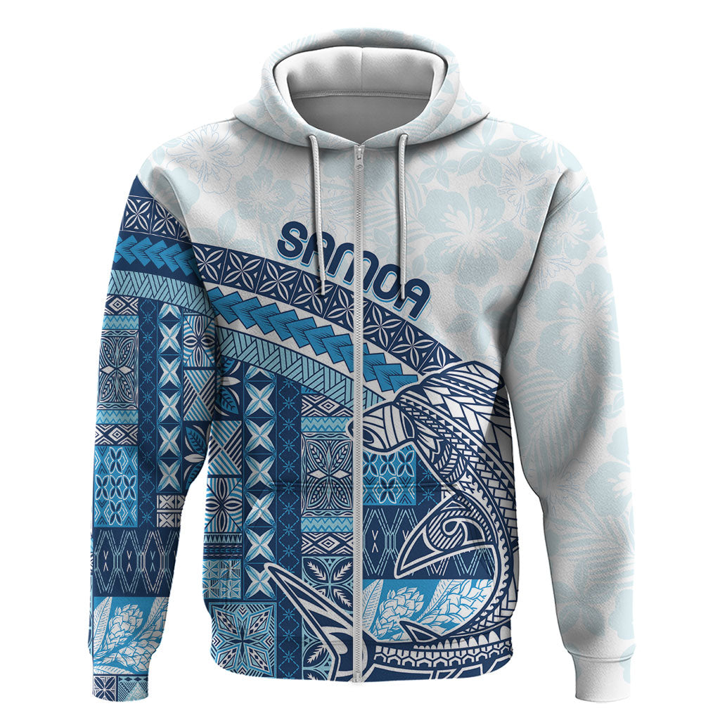 Samoa Mamanu Siapo Royal Blue Hoodie Tatau Malie LT7 Zip Hoodie Royal Blue - Polynesian Pride