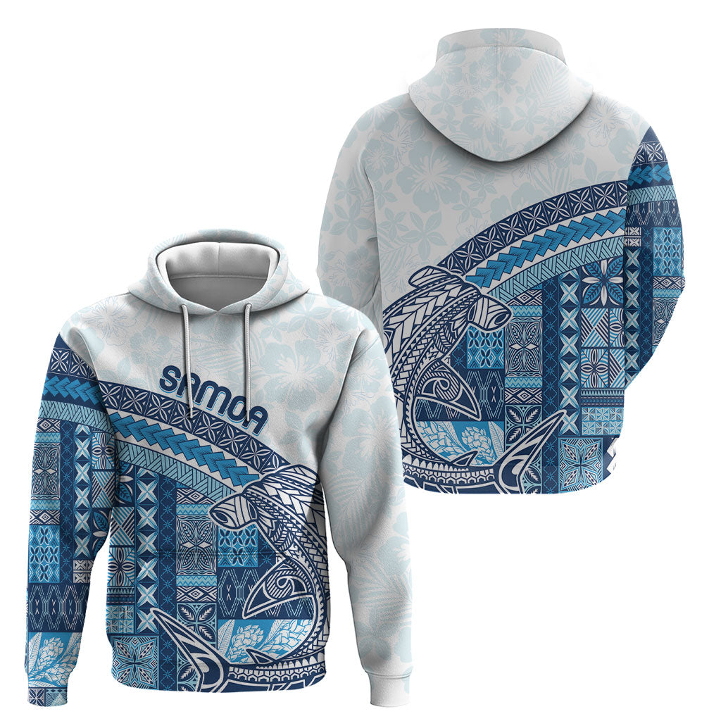 Samoa Mamanu Siapo Royal Blue Hoodie Tatau Malie LT7 - Polynesian Pride