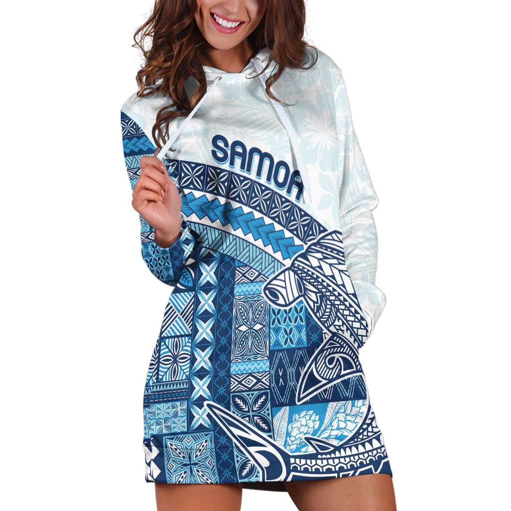Samoa Mamanu Siapo Royal Blue Hoodie Dress Tatau Malie LT7 Royal Blue - Polynesian Pride