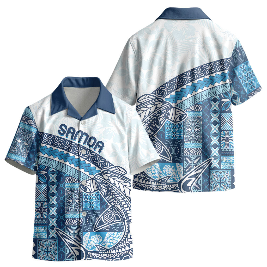 Samoa Mamanu Siapo Royal Blue Kid Hawaiian Shirt Tatau Malie LT7 - Polynesian Pride