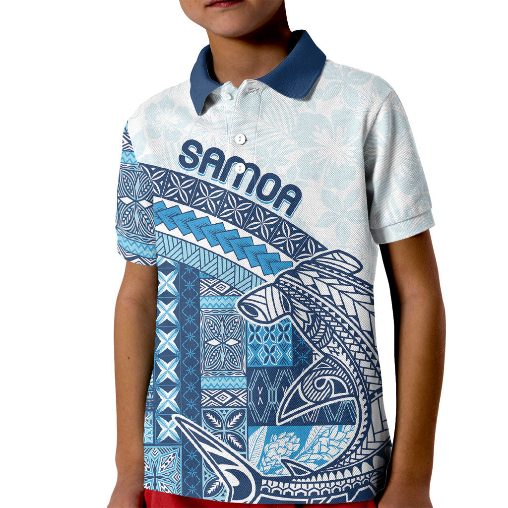 Samoa Mamanu Siapo Royal Blue Kid Polo Shirt Tatau Malie LT7 Kid Royal Blue - Polynesian Pride