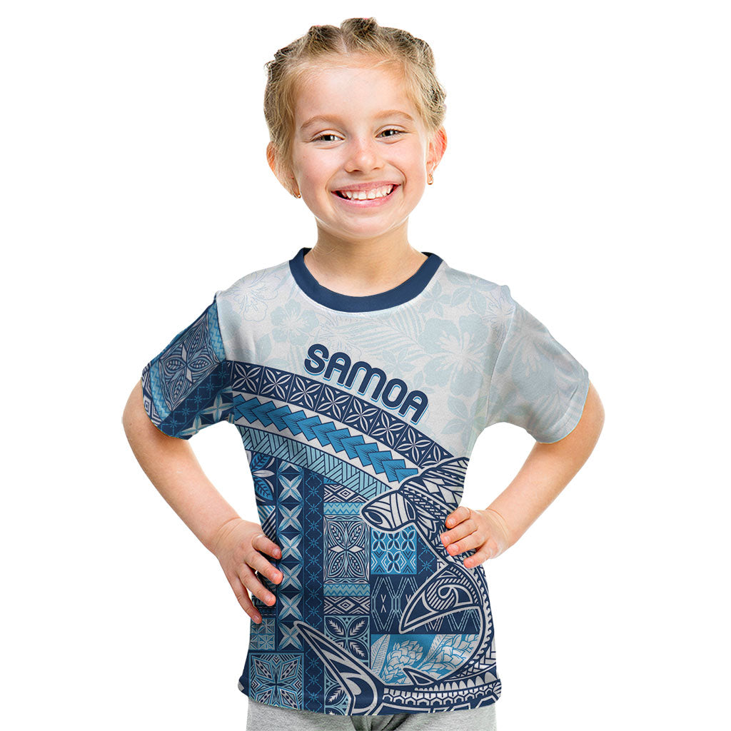 Samoa Mamanu Siapo Royal Blue Kid T Shirt Tatau Malie LT7 Royal Blue - Polynesian Pride