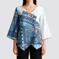 Samoa Mamanu Siapo Royal Blue Kimono Sleeve Blouse Tatau Malie LT7 - Polynesian Pride