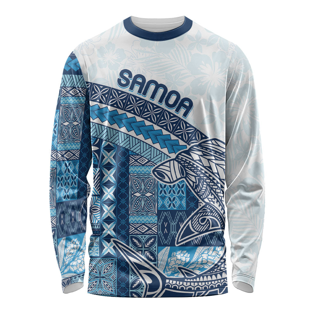 Samoa Mamanu Siapo Royal Blue Long Sleeve Shirt Tatau Malie LT7 Unisex Royal Blue - Polynesian Pride