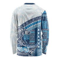 Samoa Mamanu Siapo Royal Blue Long Sleeve Shirt Tatau Malie LT7 - Polynesian Pride