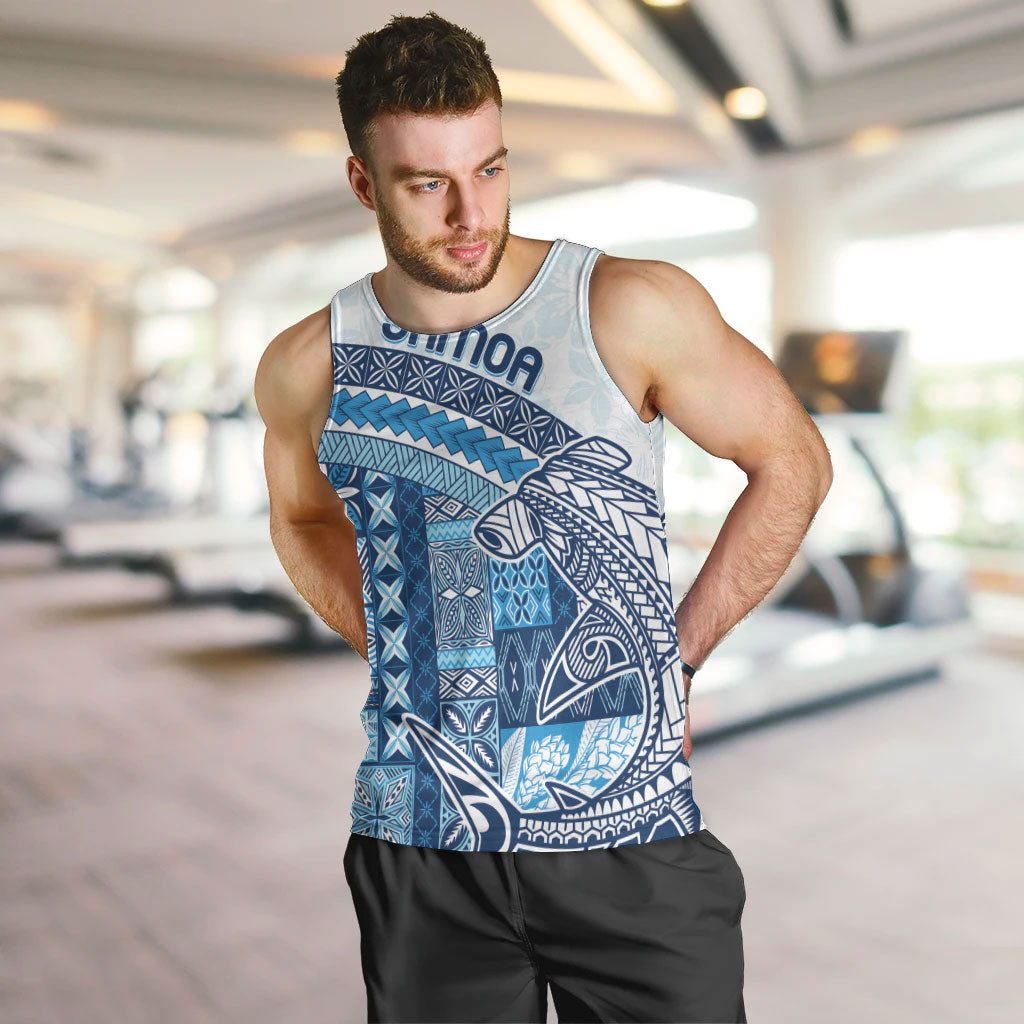 Samoa Mamanu Siapo Royal Blue Men Tank Top Tatau Malie LT7 Royal Blue - Polynesian Pride