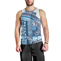 Samoa Mamanu Siapo Royal Blue Men Tank Top Tatau Malie LT7 - Polynesian Pride
