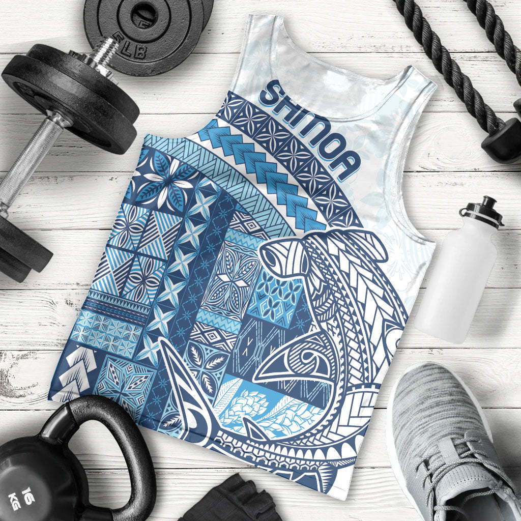 Samoa Mamanu Siapo Royal Blue Men Tank Top Tatau Malie LT7 - Polynesian Pride