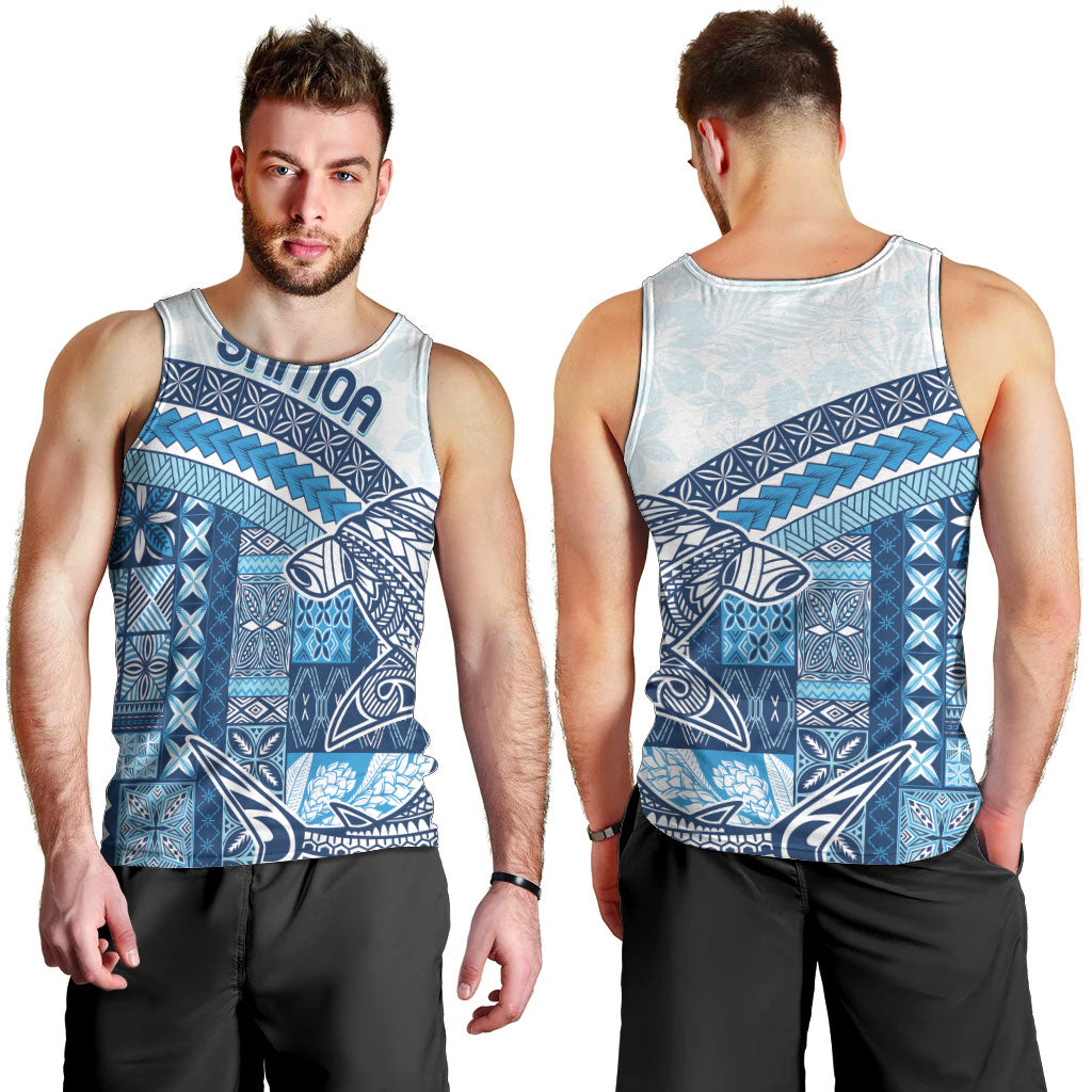 Samoa Mamanu Siapo Royal Blue Men Tank Top Tatau Malie LT7 - Polynesian Pride