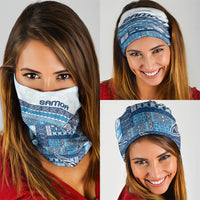 Samoa Mamanu Siapo Royal Blue Neck Gaiter Tatau Malie LT7 - Polynesian Pride