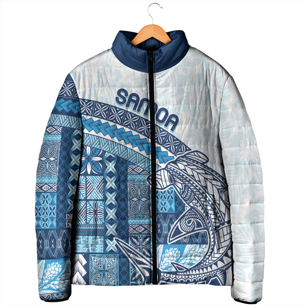 Samoa Mamanu Siapo Royal Blue Padded Jacket Tatau Malie LT7 - Polynesian Pride