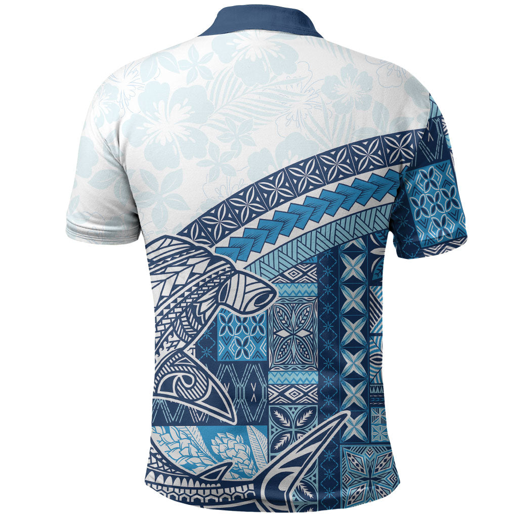 Samoa Mamanu Siapo Royal Blue Polo Shirt Tatau Malie LT7 - Polynesian Pride