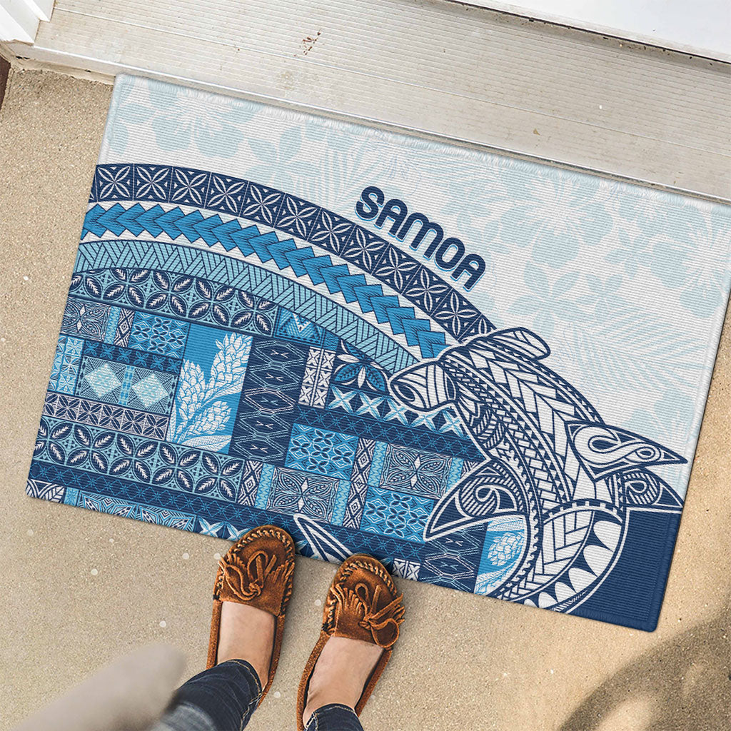 Samoa Mamanu Siapo Royal Blue Rubber Doormat Tatau Malie LT7 - Polynesian Pride