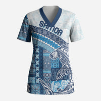 Samoa Mamanu Siapo Royal Blue Scrub Top Tatau Malie LT7 Adult Royal Blue - Polynesian Pride