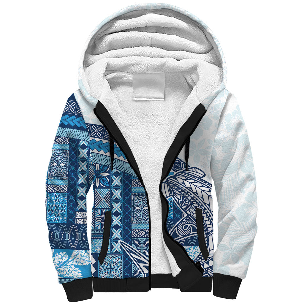 Samoa Mamanu Siapo Royal Blue Sherpa Hoodie Tatau Malie LT7 Unisex Royal Blue - Polynesian Pride