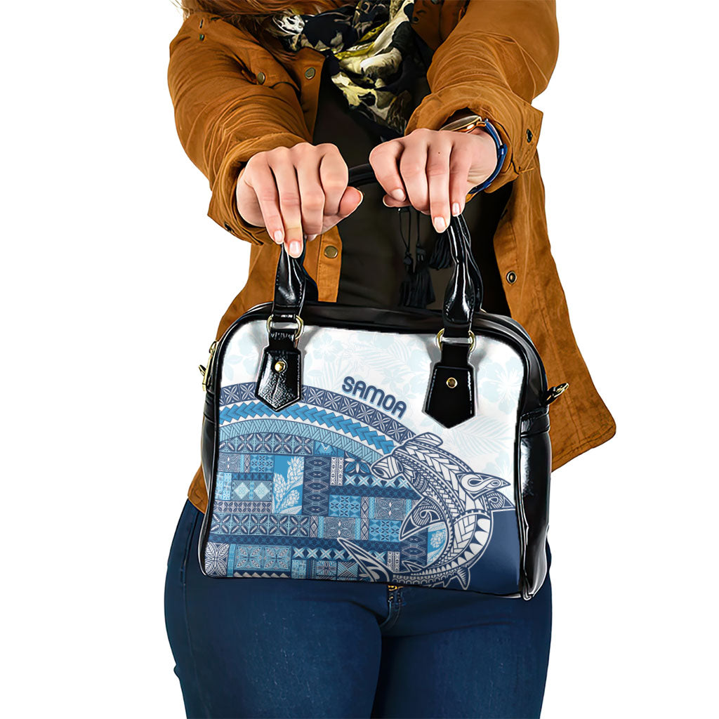Samoa Mamanu Siapo Royal Blue Shoulder Handbag Tatau Malie LT7 One Size Royal Blue - Polynesian Pride