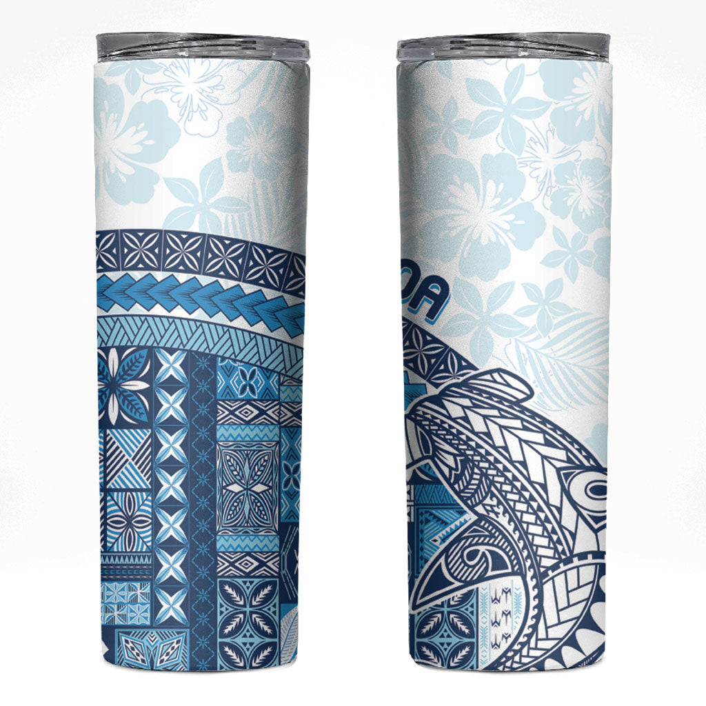 Samoa Mamanu Siapo Royal Blue Skinny Tumbler Tatau Malie LT7 Royal Blue - Polynesian Pride