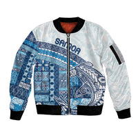 Samoa Mamanu Siapo Royal Blue Sleeve Zip Bomber Jacket Tatau Malie LT7 Unisex Royal Blue - Polynesian Pride