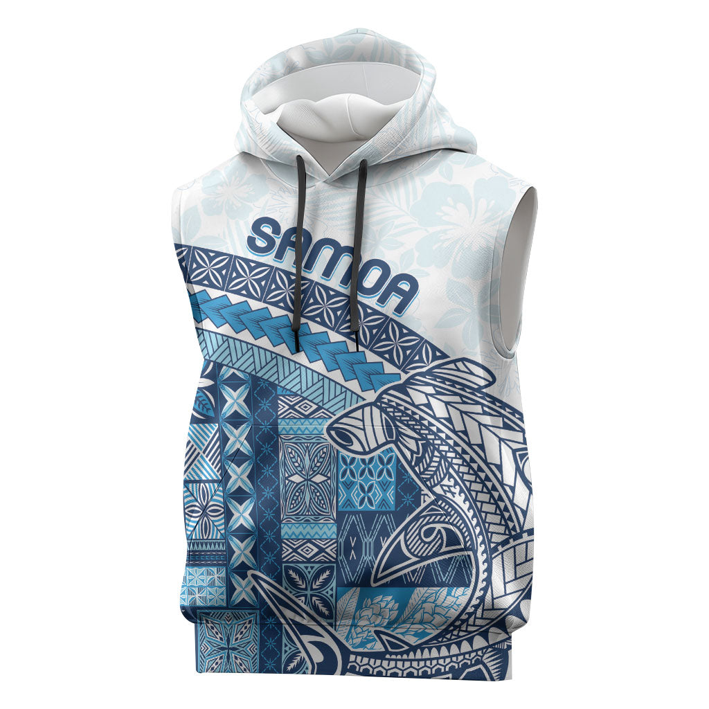 Samoa Mamanu Siapo Royal Blue Sleeveless Hoodie Tatau Malie LT7 Royal Blue - Polynesian Pride