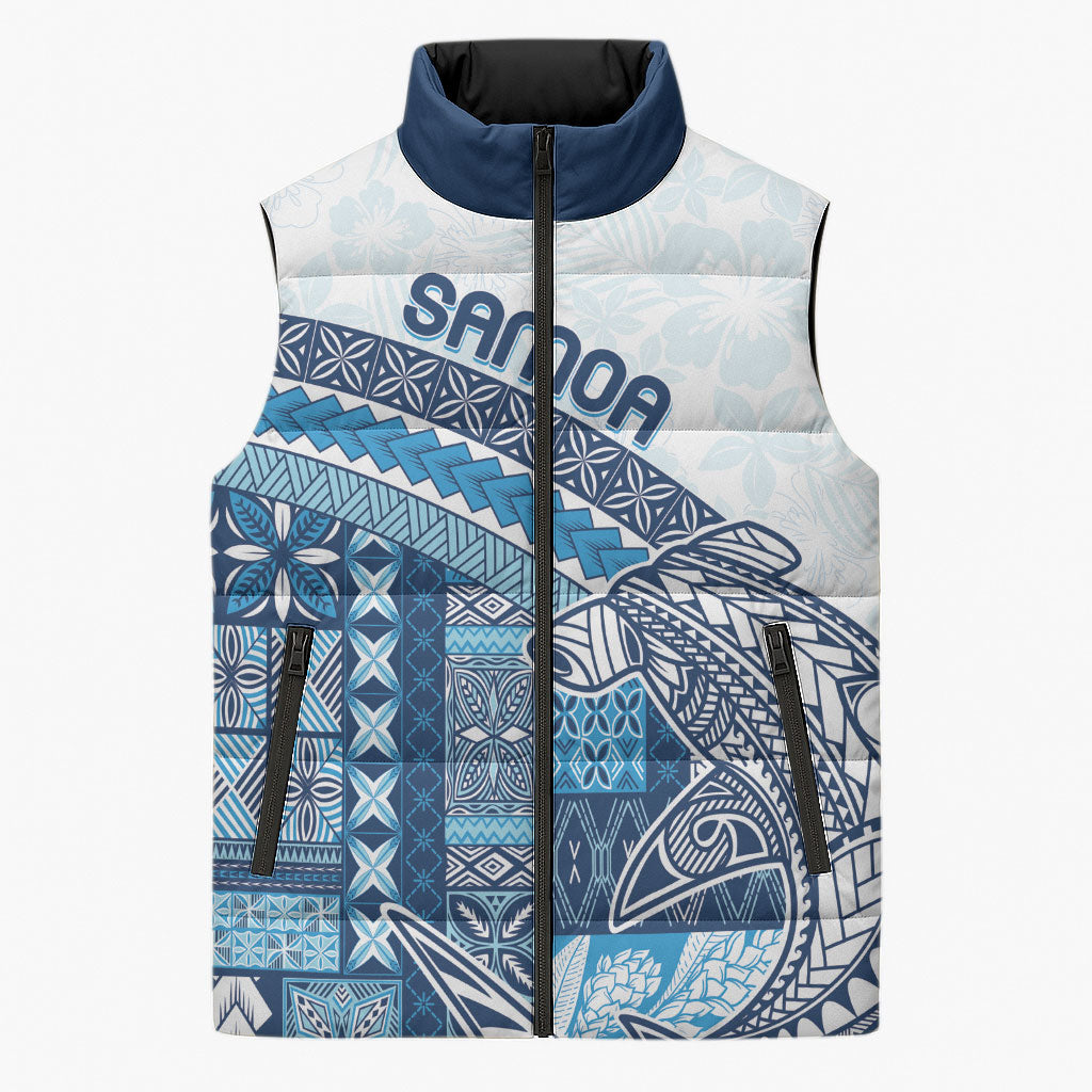 Samoa Mamanu Siapo Royal Blue Sleeveless Puffer Jacket Tatau Malie LT7 Unisex Royal Blue - Polynesian Pride