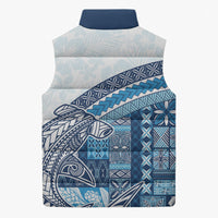 Samoa Mamanu Siapo Royal Blue Sleeveless Puffer Jacket Tatau Malie LT7 - Polynesian Pride