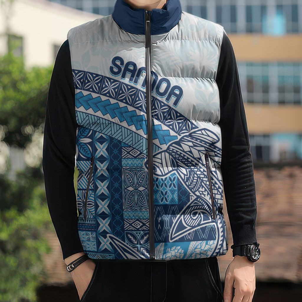 Samoa Mamanu Siapo Royal Blue Sleeveless Puffer Jacket Tatau Malie LT7 - Polynesian Pride