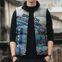 Samoa Mamanu Siapo Royal Blue Sleeveless Puffer Jacket Tatau Malie LT7 - Polynesian Pride